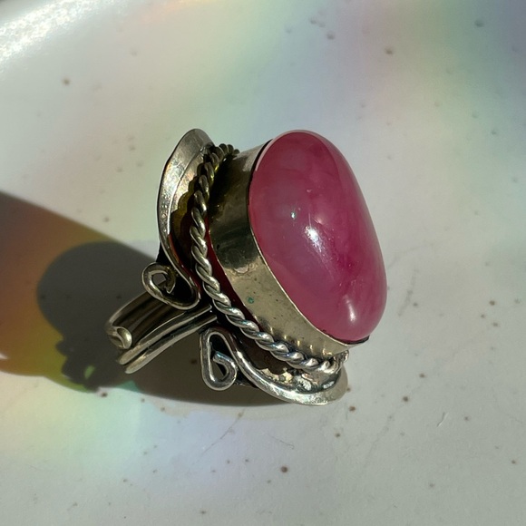 Hot Pink Agate statement ring adjustable from Argentina all size - Picture 9 of 11